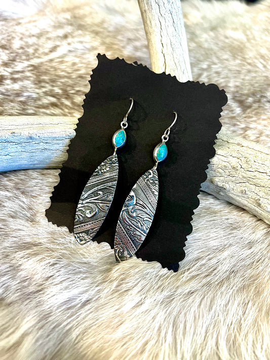 Feathered Tooled Earring