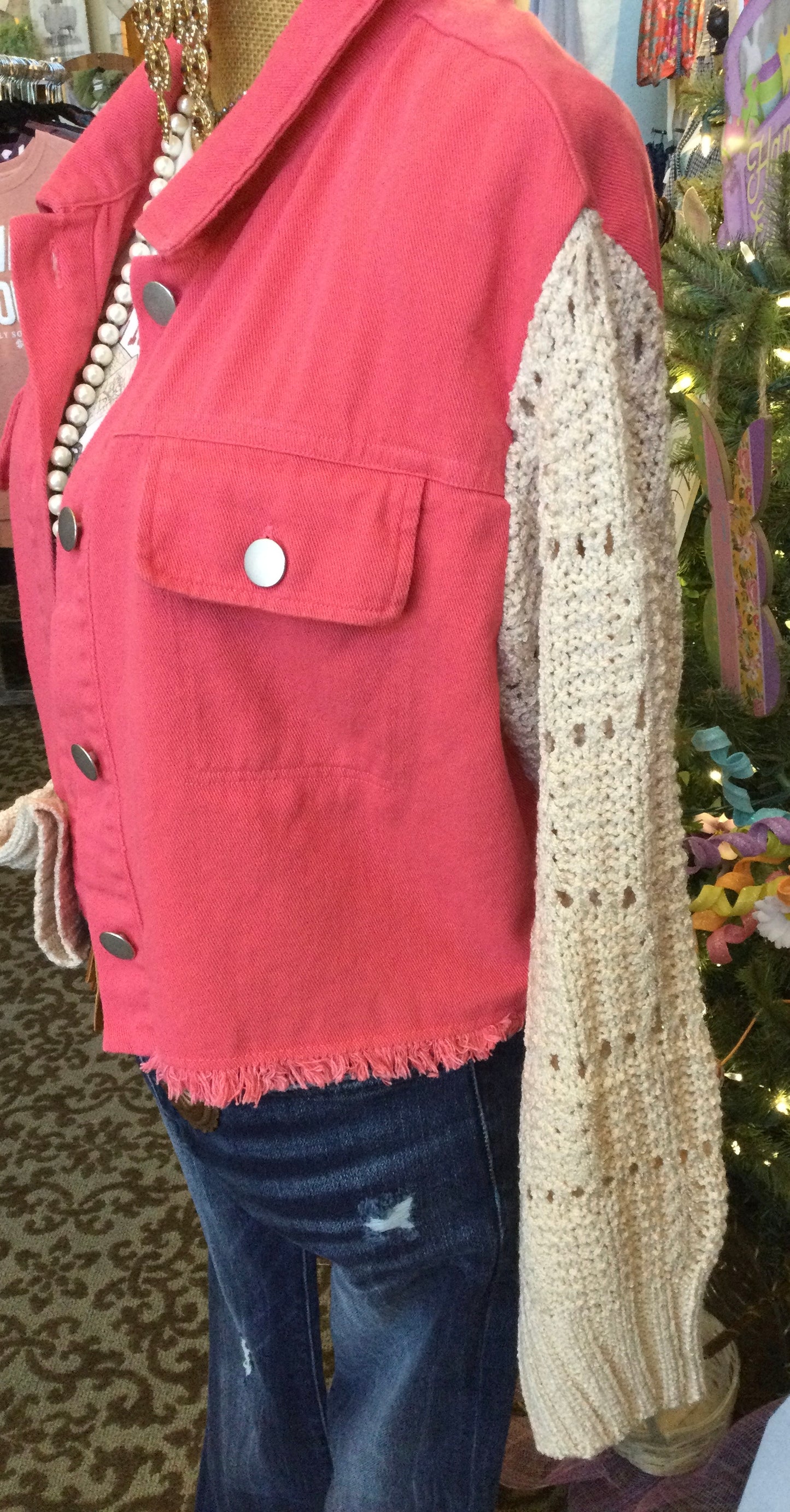 Coral Cream Denim Jacket